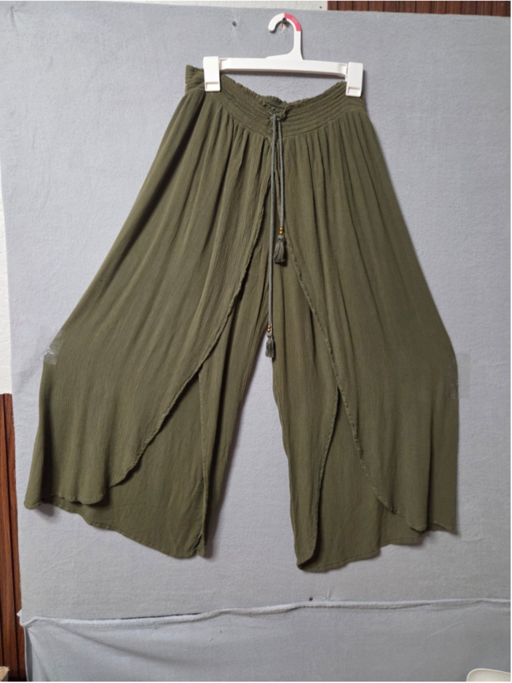 Women's chelsea Wide Leg Split Pants Olive Size M